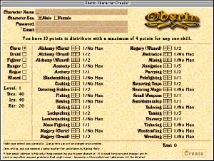 Oberin Character Creator